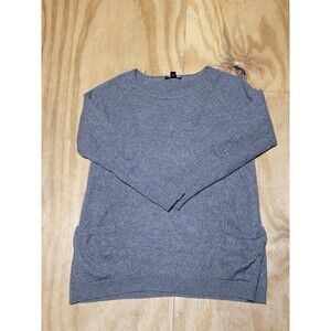 aqua cashmere sweater Women XS Gray Knit Pullover Long Sleeve @N9